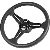 13.8" Black Boat Steering Wheel with 3/4"Axle Marine Steering Wheel Adapter | 6 Bolt Anti-Slip Leather flat bottom Steering Wheel for Most Boats,Vessels,Yachts,Seastar and Verad, etc