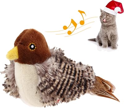 PETGEEK GiGwi Chirping Bird Cat Toy Realistic Plush Toy for Indoor Cats