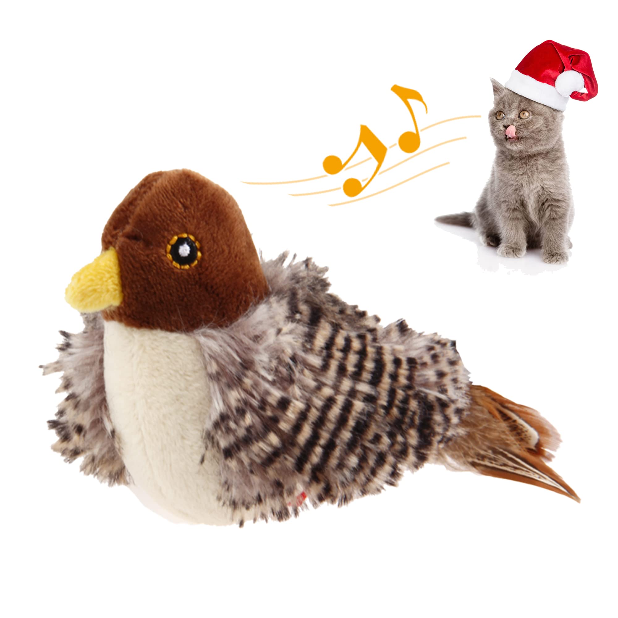 GiGwi Chirping Bird Cat Toys Realistic Bird Plush Toy - Perfect Melody Chaser Cat Toys for Bored Indoor Adult Cats, Best Gift For Birthday, Thanksgiving, Christmas, New Year