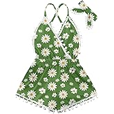 6M-3T Baby Girl Backless Bodysuit Outfit Set Romper Jumpsuit with Headband