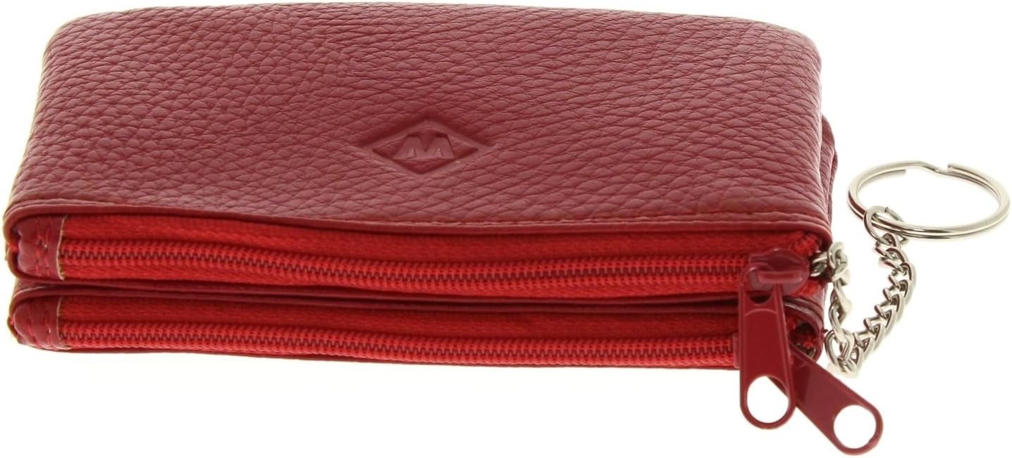 FASHIONGEN Leather Double Zip Coin Purse, Red (Unisex-Adults, All Ages, 2 Compartments) - Image 4