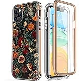 Esdot Compatible with iPhone 12 Pro Max Case with Built-in Screen Protector,with Fashionable Designs for Women Girls,Protective Phone Case for Apple iPhone 12 Pro Max 6.7" Flower Garden