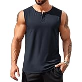 COOFANDY Men's Casual Tank Top Sleeveless Henley Shirts Muscle Fit T Shirt