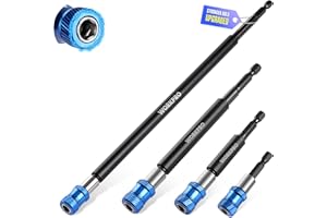 WORKPRO Drill Bit Extension Set, 4Pcs Magnetic Drill Screwdriver Bit Holder Extender with Aluminum Sleeve, 1/4 Inch Hex Quick Release Bit Holder for Drill in 2-3/8", 4", 6", 12''