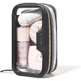 ROWNYEON Waterproof Toiletry Organizer Train Case, CLear Travel Makeup Bag for Women,Transparent Cosmetic Bag,Portable Makeup Case Organizer (black)