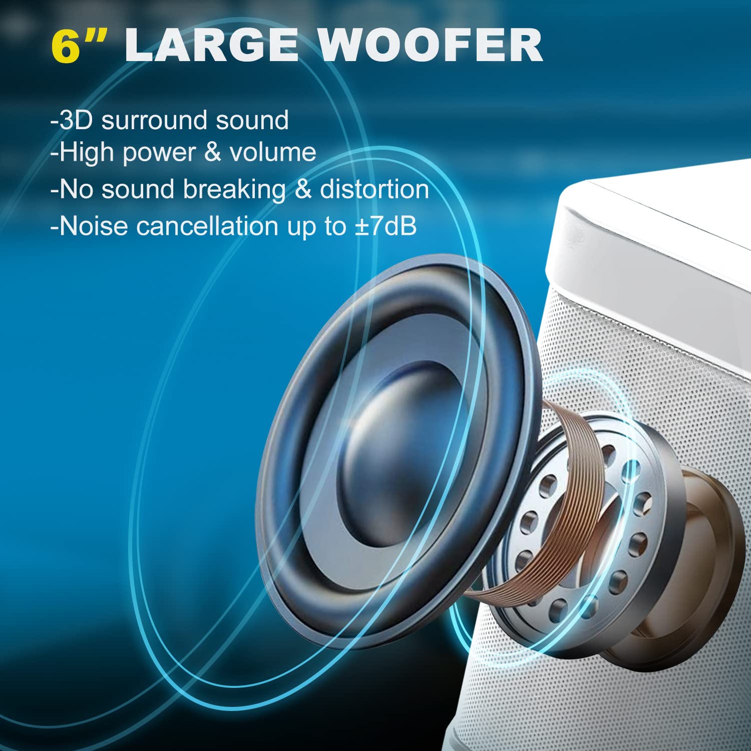 FULLIFE Karaoke Machine for Adults/Kids, 3000mAh Portable Bluetooth Karaoke Speaker with 2 Wireless Microphones, HD Karaoke PA System with Echo/Vocal Cut, Supports TF/USB/AUX-in, for Home Parties