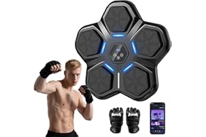 HTM Music Boxing Machine - Smart Bluetooth Boxing Training Machine, Wall-Mounted Punching Trainer with LED Display, 9 Modes & Boxing Gloves for Home Office Gym