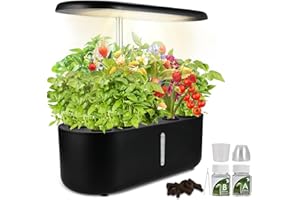 Tigvio 10 Pod Indoor Herb Garden Kit with LED Grow Light and 3.6L Water Tank, Hydroponics Growing System for Vegetables and Flowers/Fruits, Quiet Automatic Water Circulation, Height Adjustable