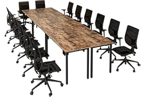 Bonzy Home 12ft Conference Tables Chair Set, 142"x47"x30" Table & 14pcs Chairs, Office Computer Desk and Chair Set for Meeting Room Study Printer Podcast Seminar Table Set for 14 People