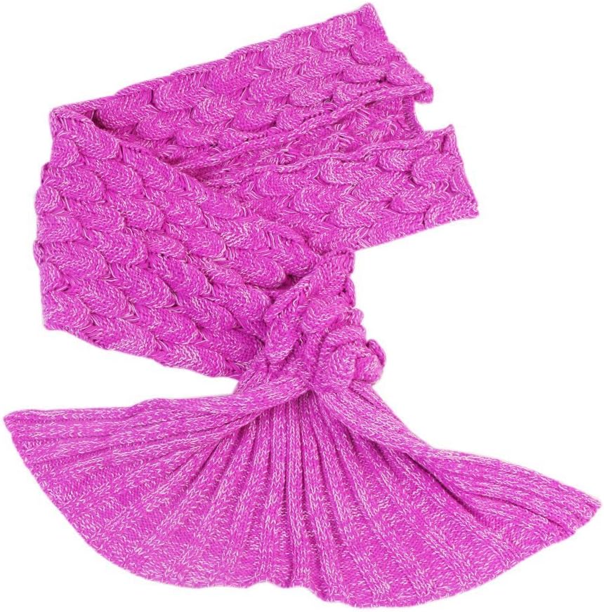 AOSUCO Handmade Knitted Mermaid Tail Blanket,Warm Sofa Quilt Living room blanket for Adults and Kids 140 * 70cm (55.1 inch x27.5 inch) (Kids-Scale Pink) - Image 5