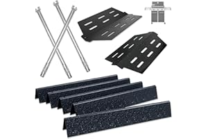 PETKAO Genesis Grill Parts for Weber Genesis 300 Grill Parts SER (w/ Front Control Knobs), Replacement for Weber Burner Tubes 62752 62753, Flavorizer Bars 62783 7620 7621 62784 & Heat Deflectors 62756 7622