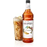 Monin Caramel Syrup for Drinks - Gluten Free, Kosher - 1 liter / 33.8 fl oz | Caramel Syrup Flavoring for Coffee, Milkshakes,