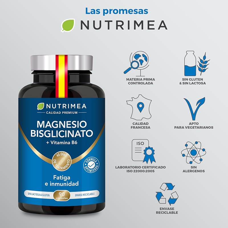 Magnesio Bisglicinato | Con Vitamina B6 | 90 Cápsulas Veganas