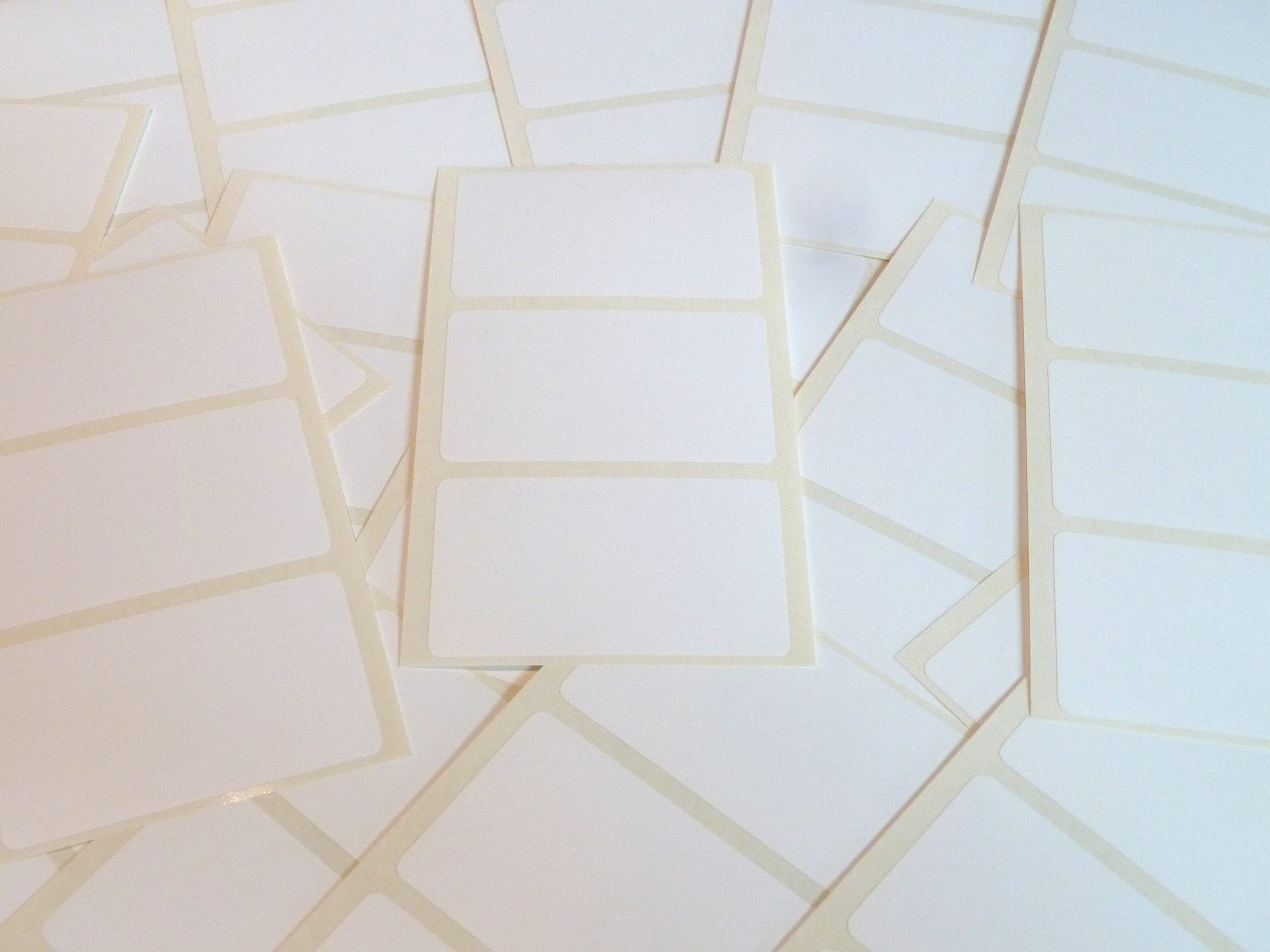 Pack of 54, 54x32mm Rectangle, White Plastic Labels, Permanent Adhesive, Sticky Durable Poly Waterproof Stickers