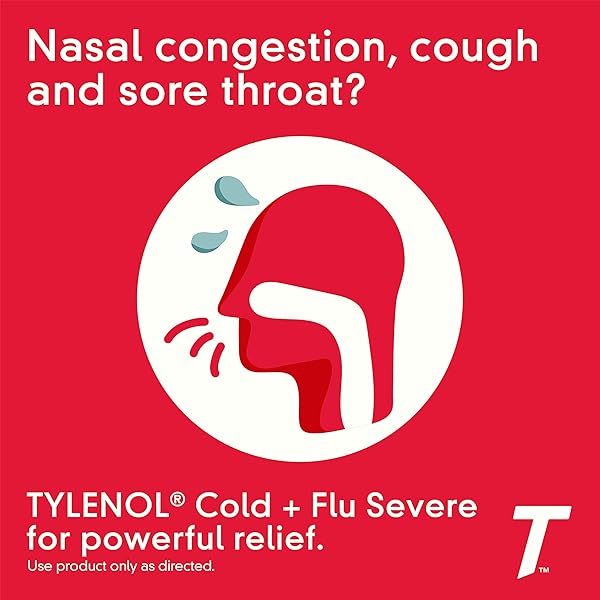TYLENOL COLD + FLU SEVERE MEDICINE CAPLETS FOR FEVER, PAIN, COUGH & CONGESTION, 24 CT.
