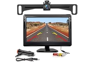 Kairiyard Backup Camera with 4.3in Monitor Kit, Reverse Rear View Camera 170° Wide Angle DIY Grid Lines Vehicle License Plate Back up Camera Systems for Car Truck SUV