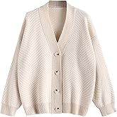 ZAFUL Women's Striped Cardigan Long Sleeve Button Up Open Front Knit Oversized Sweater