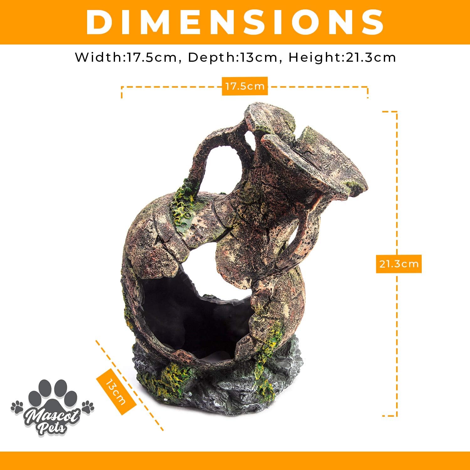 LArge 21cm Tall Aztec Egyptian Broken Vase Urn Chalis Artificial