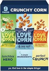 LOVE CORN Variety Pack Corn Snack, 0.7oz x 9 Bags, Gluten Free, Vegan | Sea Salt, Sour Cream & Onion, Cheddar; Non-GMO; Alter