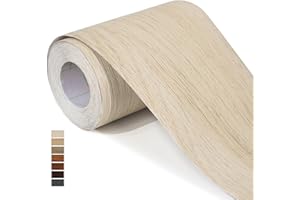 WADILE 32ft x 3.94" 3D Wood Grain Wallpaper Border Mirror Frame Removable Waterproof, Peel and Stick Wall Paper Border Decor Self Adhesive, Kitchen Bathroom Sticker, Light Oak