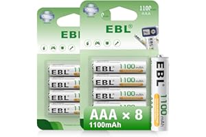 EBL Rechargeable AAA Batteries 1100mAh Ni-MH Triple A Batteries, Precharged Long Lasting AAA Battery - 8 Counts
