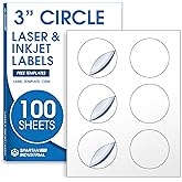 3" Printable Round Labels for Laser and Inkjet Printers - 600 Blank Labels, 100 Sheets for Business Logos, Thank You Stickers, Price Tags, QR Codes - Spartan Industrial Template C006