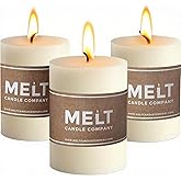 Melt Candle Pillar Candles, 3 Pack - Unscented Candles for Home, Church, Weddings, & More - 3" x 4", Ivory