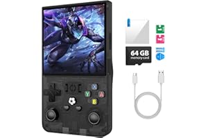 AQHH R36Max Handheld Game Console, Portable Mini Retro Handheld Game Console, 4.0 Inch IPS Video Gaming Console with 64GB TF Card Over 18000+ Pre-Installed Retro Games, 4000mAh Battery, Black