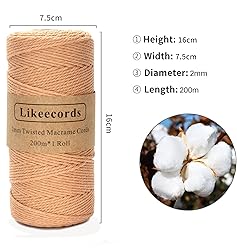 Macrame Cord,2mm x 219yard Cotton Twine String