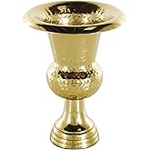 Deco 79 Aluminum Metal Decorative Vase Goblet Inspired Hammered Centerpiece Vase, Flower Vase for Home Decoration 8" x 8" x 1