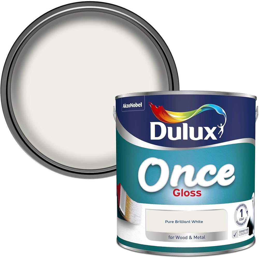 Dulux Once Gloss Paint Wood Metal Pure Brilliant White 2.5L High Gloss Interior