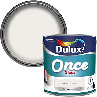Dulux Once Gloss Paint Wood Metal Pure Brilliant White 2.5L High Gloss Interior