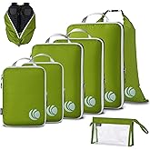 Cipway Compression Packing Cubes, Lightweight Travel Luggage Organizers with Shoe Bag, Toiletry Bag & Laundry Bag, Travel Essentials for Carry on Suitcase (8 Piece,Green)