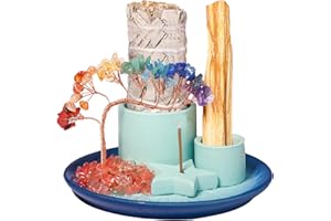 Dreamgirnh Multifunction Incense and Candle Holde, Crystal Tree Palo Santo Burning Sage Burner, Smudge Bowl Ash Catcher, Coffee Table Centerpiece Decor for Living Room, Women Gifts for Christmas