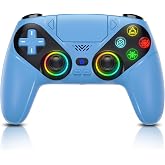 Dinosoo RGB Wireless Controller for PS5/PC - Bluetooth Gamepad with Turbo, Macro, Dual Vibration, 6-Axis Motion, 3.5mm Audio Jack, Built-in Speaker &amp; 1000mAh Battery for PlayStation 5