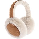 Tavaleu Ear Muffs for Winter Women, Foldable Fuzzy Earmuffs Faux Fur Warm Ear Warmers Covers Cold Weather