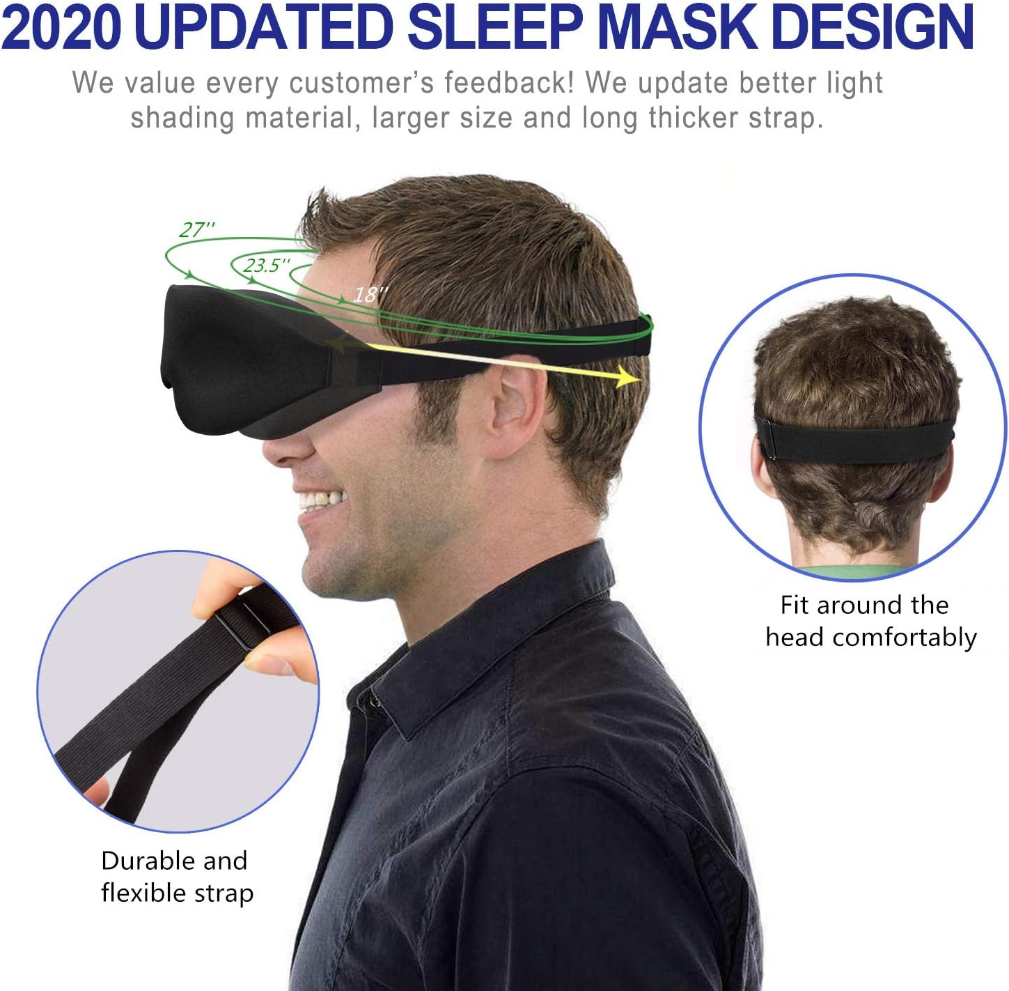 ZGGCD 3D Sleep Mask, New Arrival Sleeping Eye Mask for Women Men, Contoured Cup Night Blindfold, Luxury Light Blocking Eye Cover, Molded Eye Shade with Adjustable Strap for Travel, Nap, Yoga, Black: Health & Personal Care