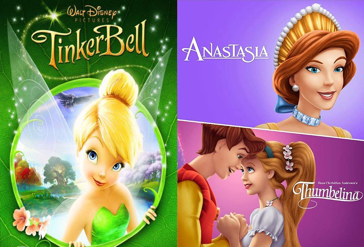 Amazon Com Beloved Fairy Tink Triple Feature Princess Pack Anastasia Tinker Bell Disney Treasure Pack Thumbelina Girls Fun Cartoon Dvd Movies Tv