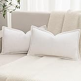 BAOLIZEGAO Cream White Decorative Throw Pillow Covers 12x20 Inch Set of 2 Cozy Soild Chenille Cushion Cases Soft Textured Lumbar Couch Pillows Cover Boho Accent Farmhouse Pillowcases for Sofa Bed