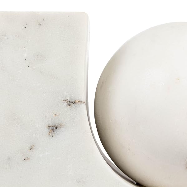 BLOOMINGVILLE MODERN MARBLE CANDLE HOLDER WITH BALL, WHITE