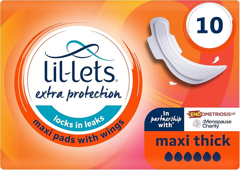 Lil-Lets Extra Protection Maxi Pads with Wings 10 Pack