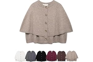 Women's Cropped Knit Cape Cardigan,Cape Cardigan Sweater, Fall Cropped Knit Capes Coat Shawl Wraps