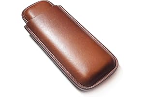 HUAYULEGOU Cigar Cover Bag Box Case Multistyled Holds 2 cigars Portable Travel Faux Leather (brown textured)