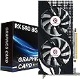 Radeon RX 580 8GB Graphics Card, GDDR5 1289MHz 2048SP 256bit, HDMI, DP, DVI-Output, GPU with Dual Cooling Fan, PCIE 3.0, AMD Video Card for Computer Gaming and Office, Supports Up to 8K