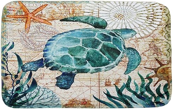 Sea Turtles Decor Floor Bathroom Mat Shower Rug Door Carpet Non Slip 40x60cm
