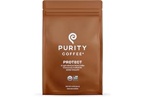 Purity Coffee PROTECT Light-Medium Roast Ground Coffee for Liver Vitality - USDA Organic and Third-Party Tested for Antioxidants, Mold, Mycotoxins and Pesticides - 12oz (Purity Protect, light_roast) | Ground| PROTECT