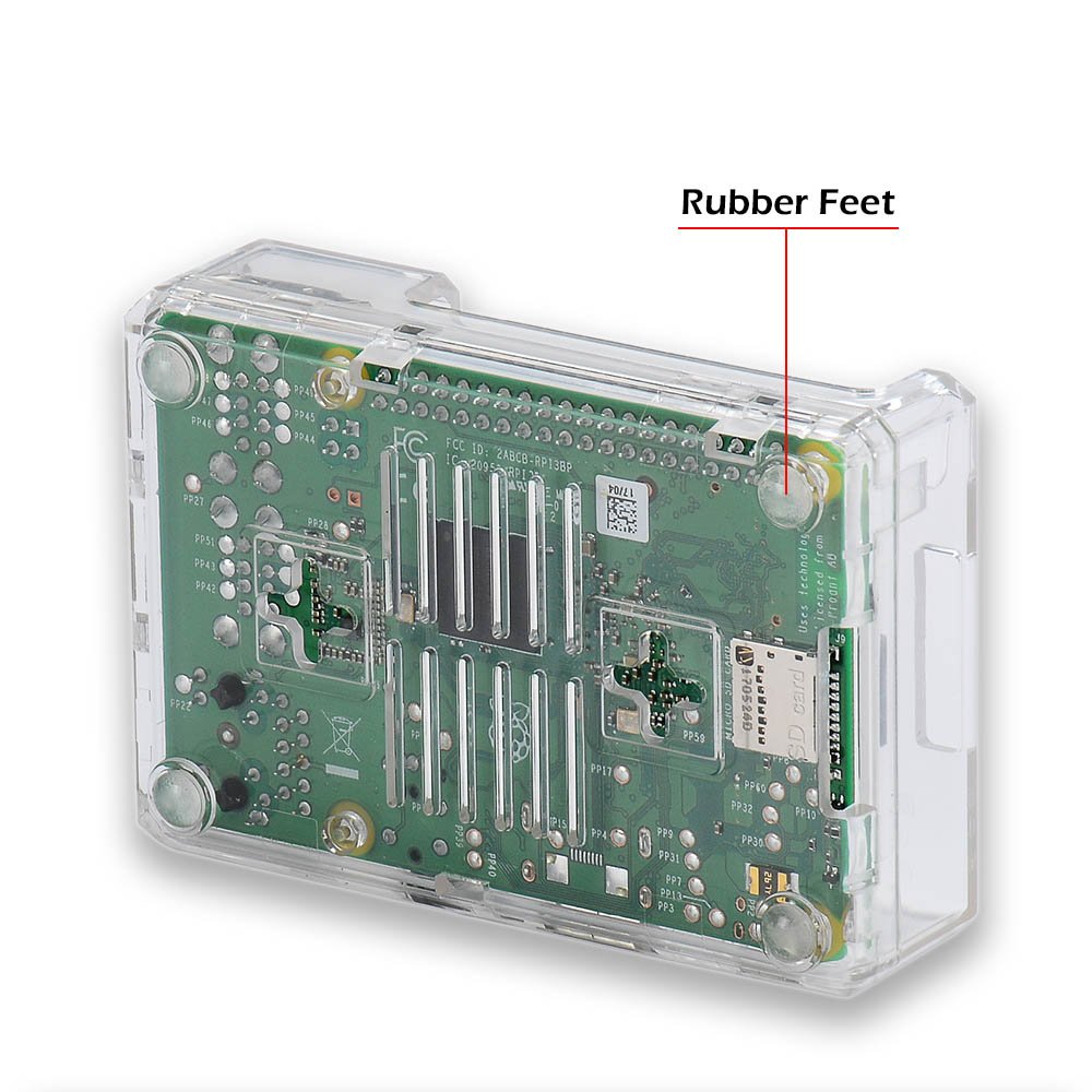 Raspberry Pi 3B+ Case - Transparent with Heatsink - Access to All Ports