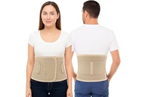 ORTONYX Ergonomic Abdominal Binder Waist and Lower Back Support Belt, Back Brace for Women & Men - Breathable, Elastic, With Extra Band - Beige L/XL