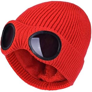 Unisex Beanie with Goggle Knitted Hat Winter Fall Outfits for Men & Women | Unisex Boggle Gear Beanie with Goggle Knitted Hat