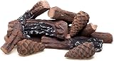 ukiyo 10-Piece Ceramic Fireplace Wood Set - Bio-Ethanol Gas Log Pine Cones view 2